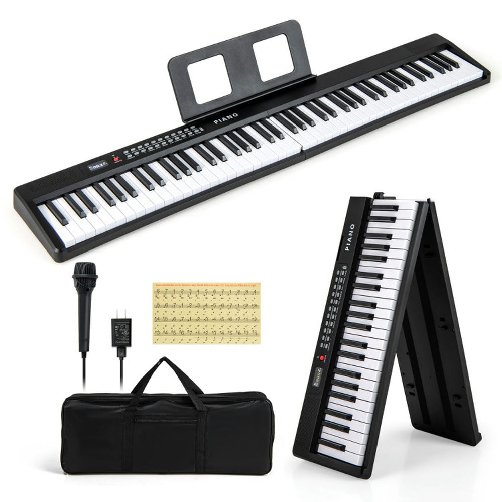 Canddidliike 88 Key Foldable Electric Keyboard Piano, Keyboard Piano with Wireless MIDI and Dual Speakers, Black